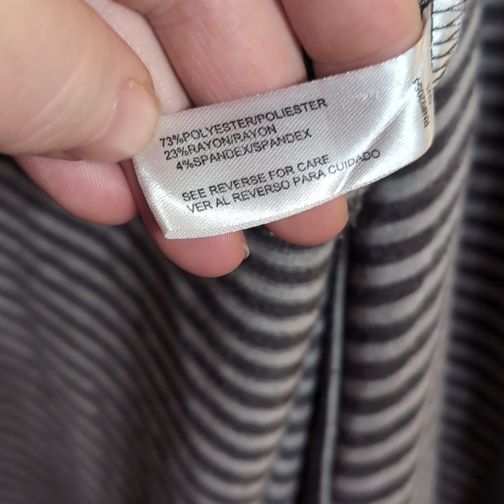 Carolyn Taylor Grey Black Striped Open Front Cardigan Size Large - Picture 3 of 5